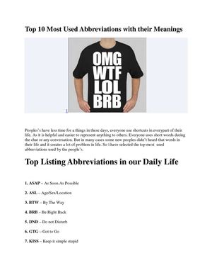 Top 10 Most Used Abbreviations with their Meanings 1