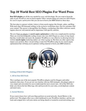 Top 10 World Best SEO Plugins For Word Press
