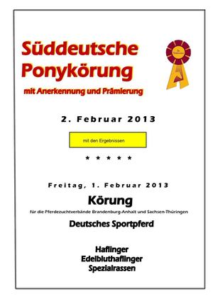 Süddeutsche Körung 1.-2. Februar 2013 Prussendorf