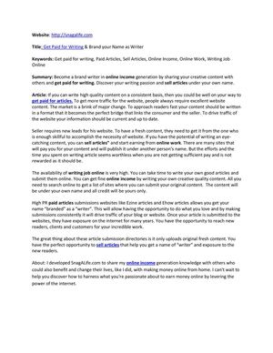 Get Paid for Writing & Brand your Name as Writer