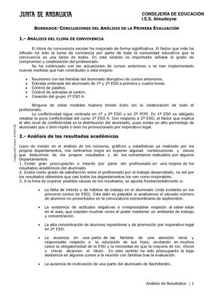 Borrador Análisis Primera Evaluación 12/13 IES Almudeyne