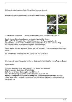 STAHLMANN Holzspalter 7 Tonnen / 520mm liegend (inkl. Spaltkreuz und Tisch !!!) online kaufen