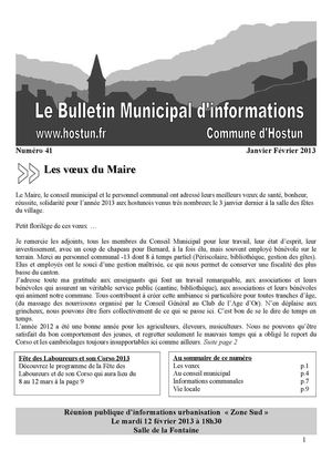 Bulletin municipal d'informations - Janvier Février 2013