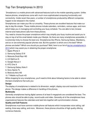Top Ten Smartphones In 2013