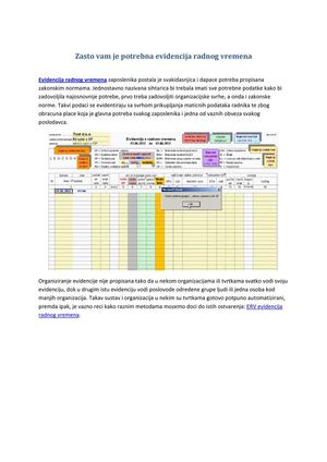Organizacija poslovanja i ERV evidencija