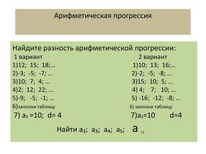Арифметическая прогрессия