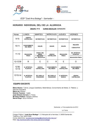 horario 5B.