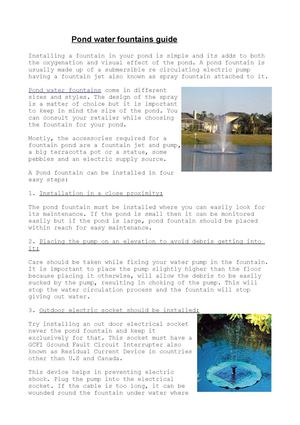 how to install pond water fountains