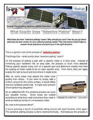 What Exactly Does “Selective Plating” Mean?