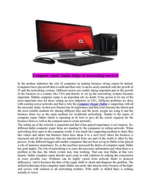 Computer repair Dallas helps in networking services