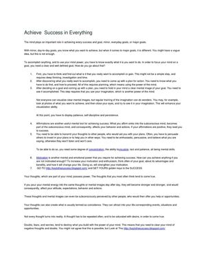 Keys to The Success, Turn On The "Switch" In Your Mind To Achieve Success In Everything! 