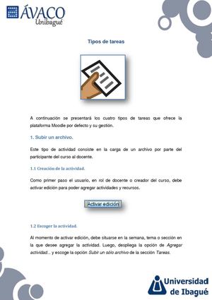 Tipos de tarea en Moodle