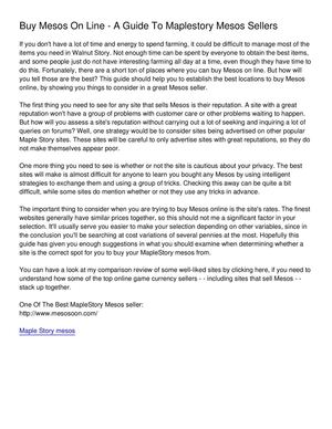 Buy Mesos On Line - A Guide To Maplestory Mesos Sellers