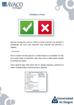 Cuestionarios en Moodle - Verdadero o Falso