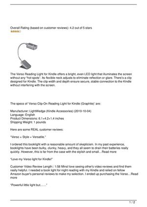 Verso Clip-On Reading Light for Kindle