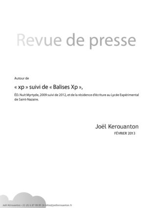 "Xp" suivi de "Balises Xp" - revue de presse -.indd