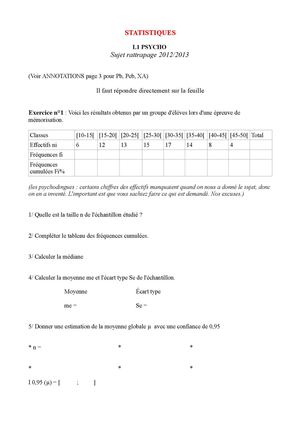 Statistiques partiel L1