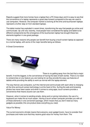 Whats so Great About Touchscreen Laptops?