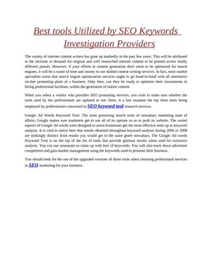 Best tools Utilized by SEO Keywords Investigation Providers