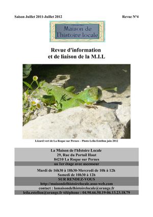 Bulletin La Maison de l'hIstoire Locale N°4 Saison 2011-2012