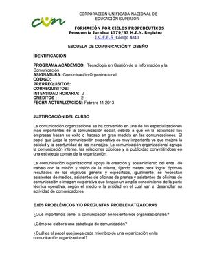Syllabus Comunicación Organizacional-Comunicación