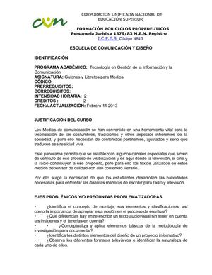 Syllabus Guiones y Libretos