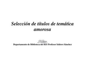 Selección de libros de temática amorosa