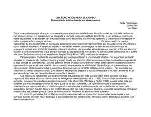 UNA EDUCACIÓN PARA EL CAMBIO Reinventar la educación de los adolescentes