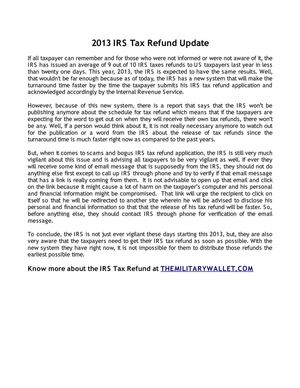 2013 IRS Tax Refund Update