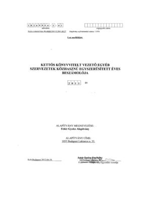 Fehér Gyolcs Alapítvány - Éves beszámoló