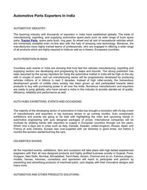 Automotive Parts Exporters In India