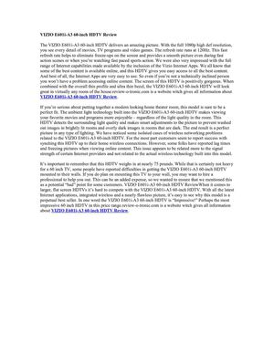 VIZIO E601i-A3 60-inch HDTV Review