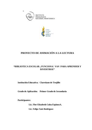 PROYECTO DE ANIMACIÓN A LA LECTURA