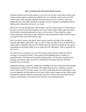 How To Install A Pan Tilt Zoom Security Camera