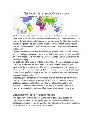 Distribución de la población en el mundo