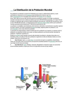 la distribucion de la poblacion