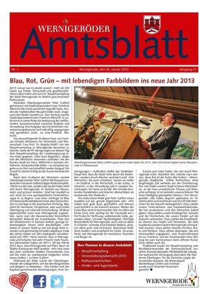 Amtsblatt der Stadt Wernigerode - Ausgabe 1 / 2013