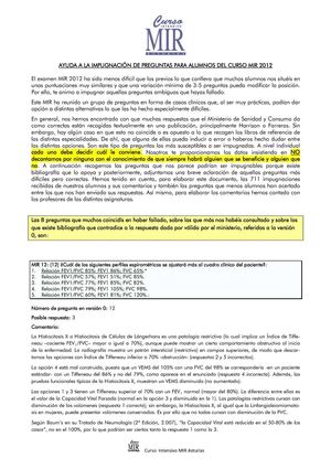 Documento Orientación Impugnaciones MIR2012