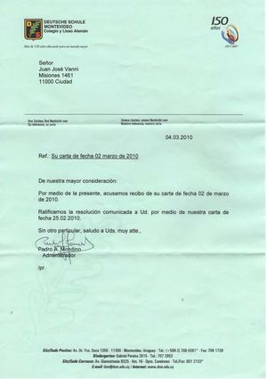 2 DE MARZO DEL AÑO 2010 COLEGIO ALEMAN SOLICITA RETIRO DE LOS NIÑOS DE LA INSTITUCION POR FALTA DE PAGO.-