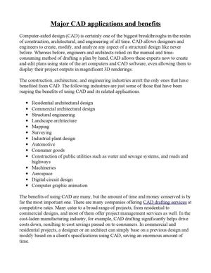 Major CAD applications and benefits