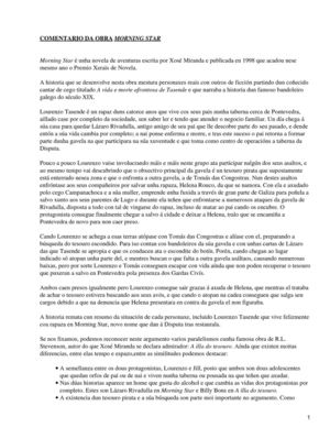 COMENTARIO Á NOVELA MORNING STAR
