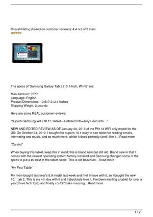 Samsung Galaxy Tab 2 (10.1-Inch, Wi-Fi) Review