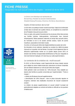 Nantes : inauguration du multi-accueil chêne des anglais et point sur l'expérimentation "frein à l'emploi"
