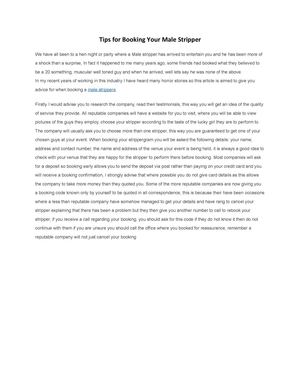 Tips for Booking Your Male Stripper