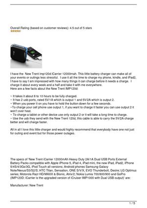 New Trent imp120d iCarrier 12000mah