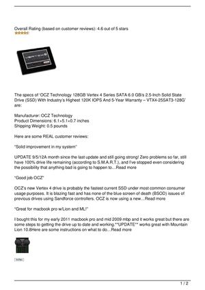 OCZ Technology 128GB Vertex 4 ssd