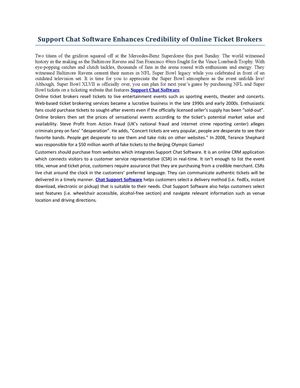 Support Chat Software Enhances Credibility of Online Ticket Brokers