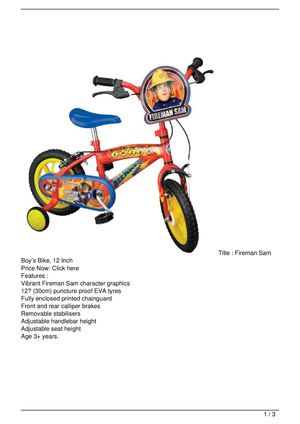 Calaméo Fireman Sam Boy 8217 S Bike 12 Inch On Calaméo Fireman Sam Boy 8217 S Bike, Sam’s Car Seats