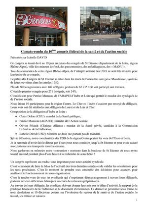 Résumé du 10ème Congrès CGT Santé & Action Sociale