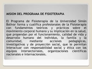 MISION - VISION FISIOTERAPIA UNISIMON